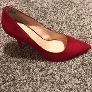 Red suede Nine West Heels
